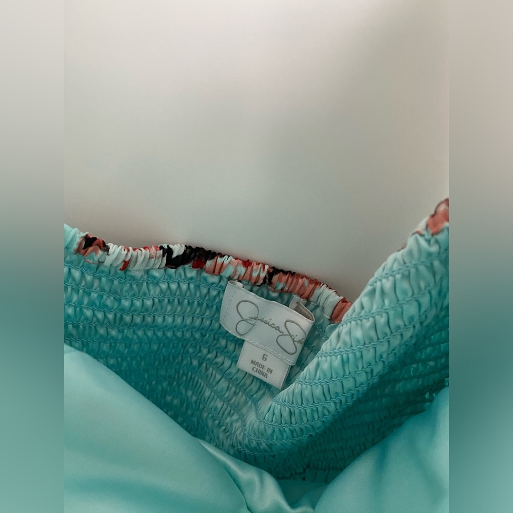 Jessica Simpson Floral Maxi Dress - Aqua and Coral - Picture 3 of 11
